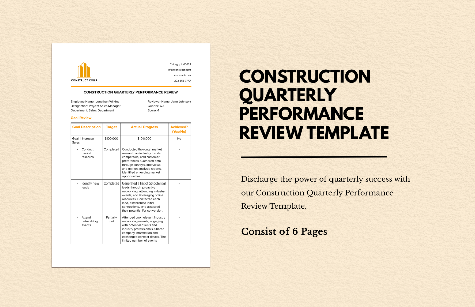 construction quarterly performance review template