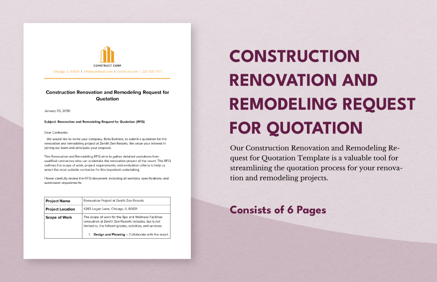 construction renovation and remodeling request for quotation template ideas examples