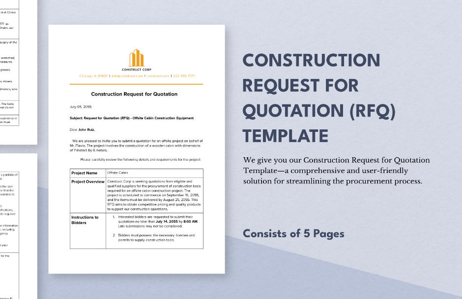construction request for quotation rfq template