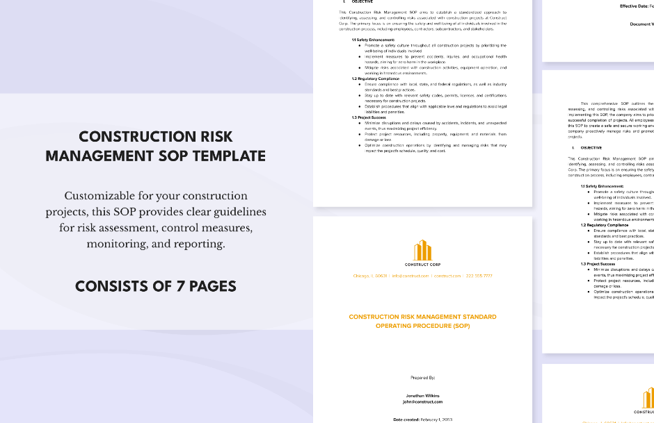 construction risk management sop template