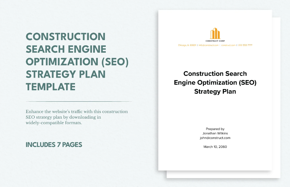 construction search engine optimization seo strategy plan template