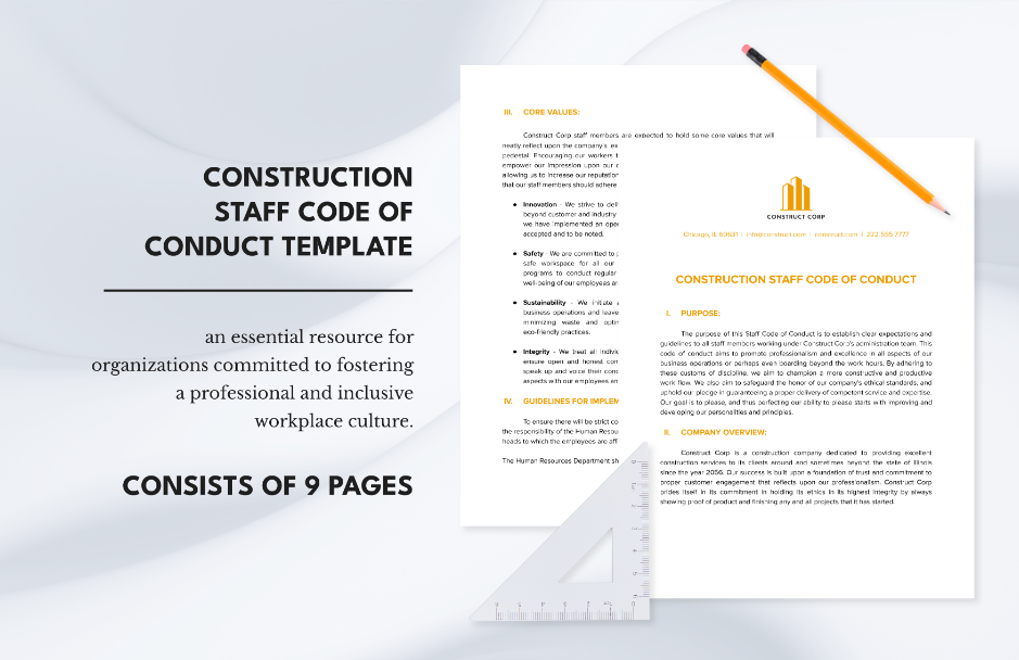 construction staff code of conduct template ideas examples