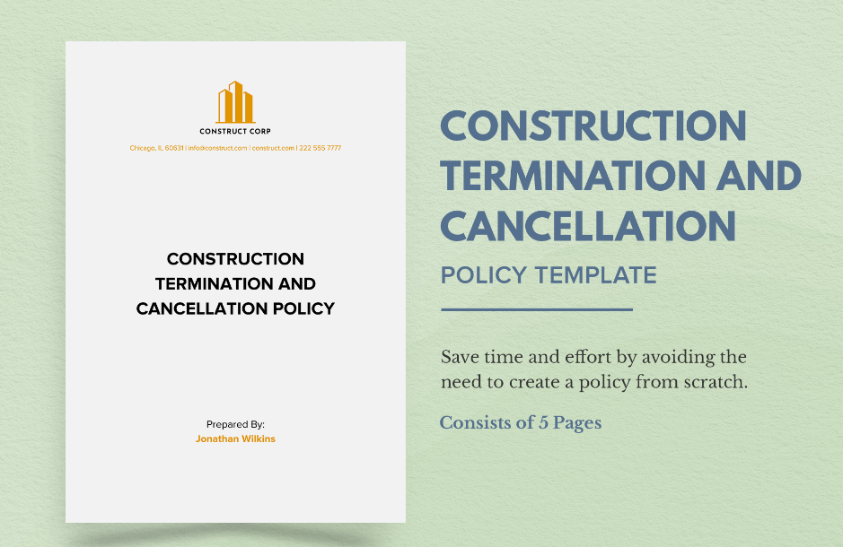 construction termination and cancellation policy template