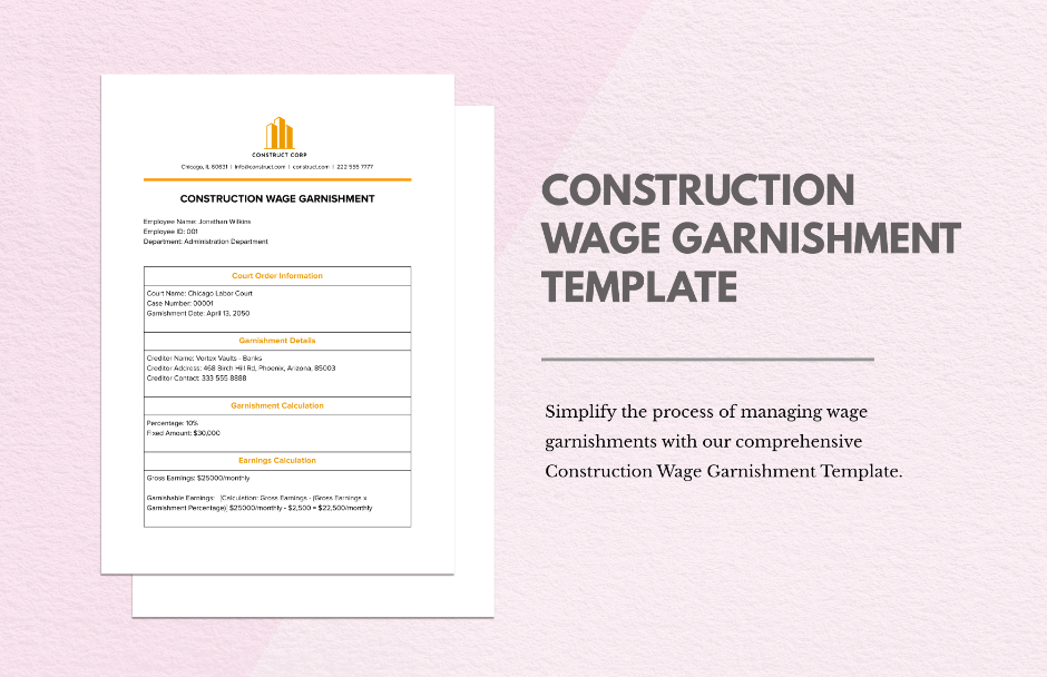 construction wage garnishment ideas examples