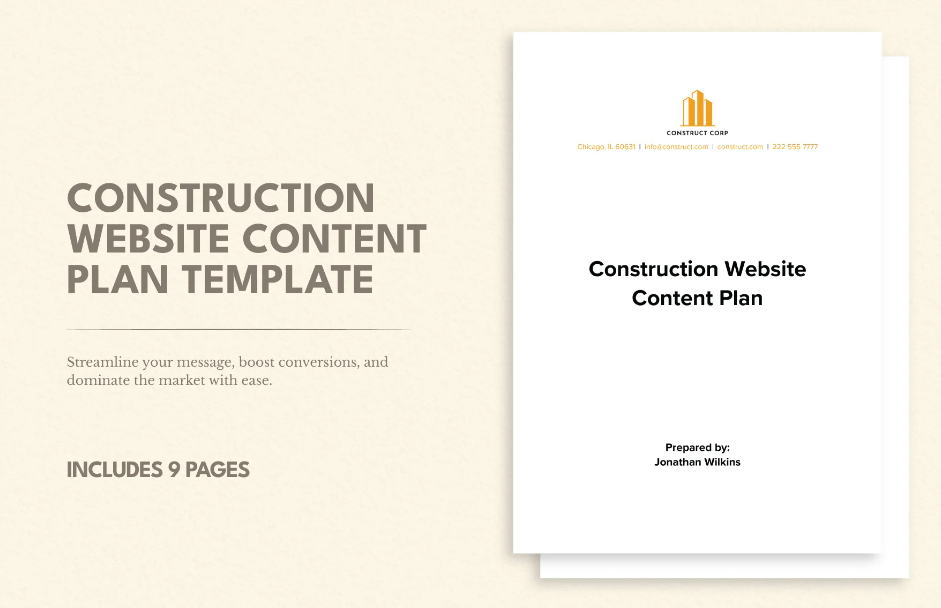 construction website content plan template ideas examples