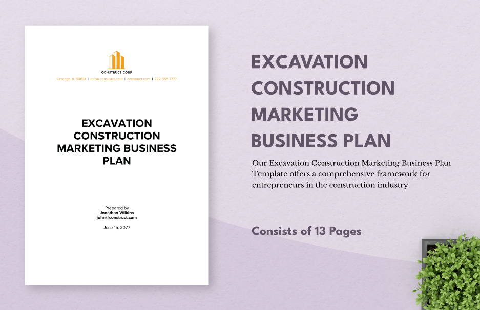 excavation construction marketing business plan template