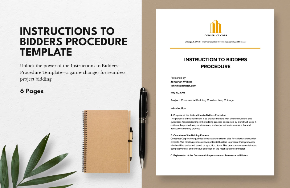 instruction to bidders procedure template ideas examples