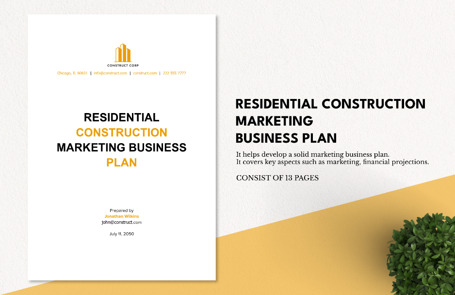 residential construction marketing business plan ideas examples