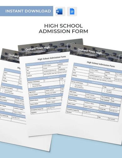 admission form for school