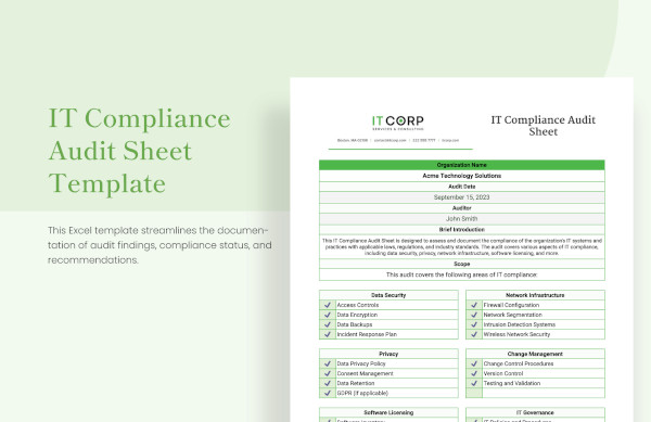 audit sheet template excel