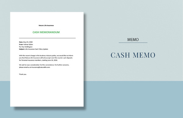 cash memo format in word