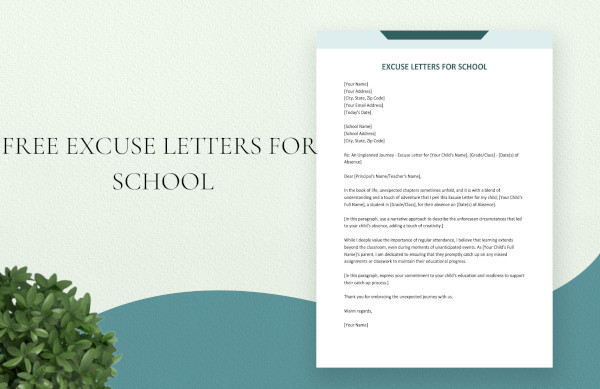 excuse letter template for school