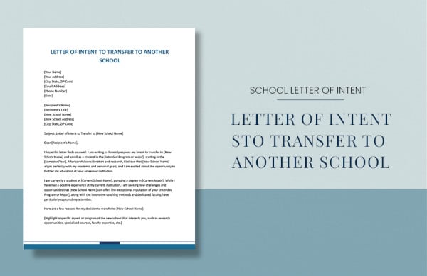 letter of intent to transfer
