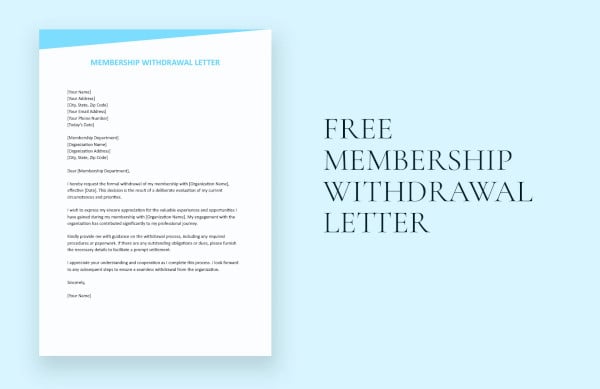 membership withdrawal letter sample