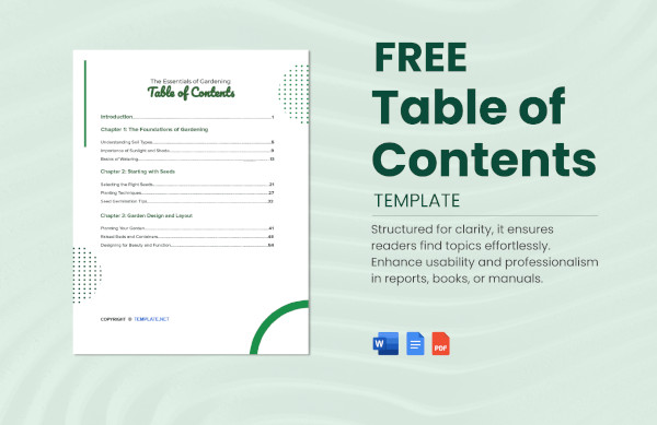 table of contents template