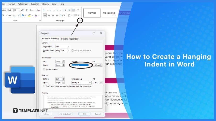 how to create a hanging indent in word