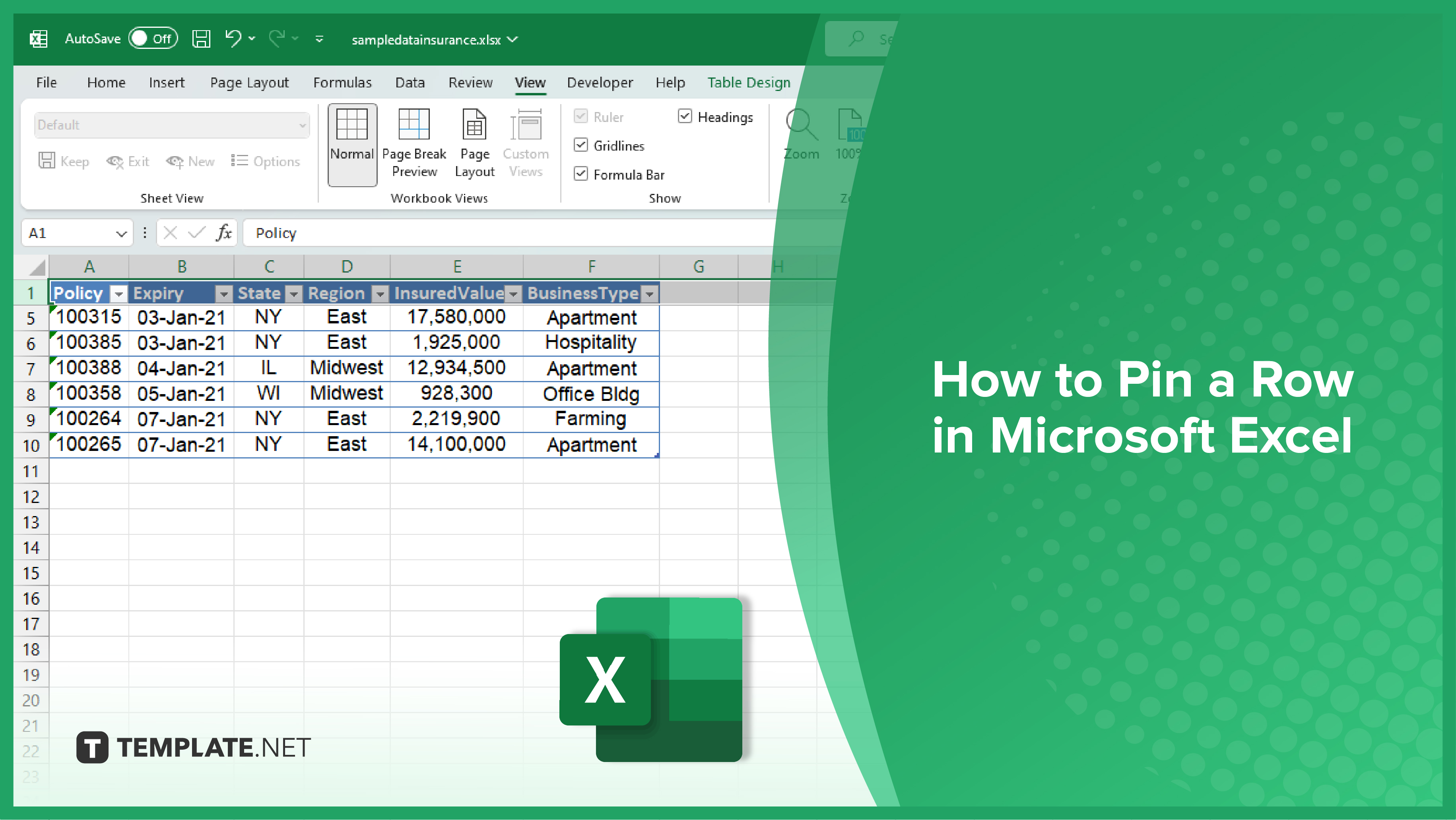 How to Pin a Row in Microsoft Excel