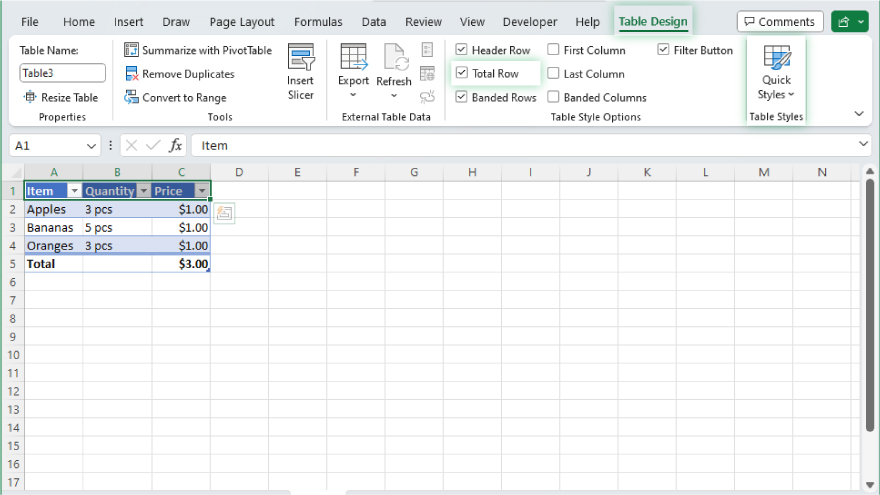 How to Create a Table in Microsoft Excel