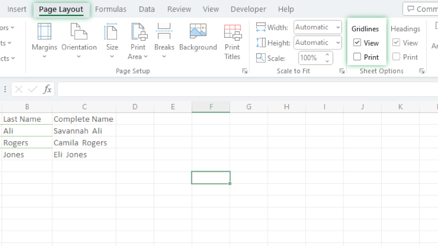 step 4 adjust gridlines for print settings