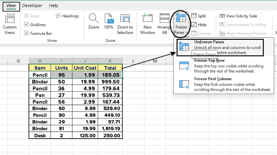 How to Lock the Top Row in Microsoft Excel