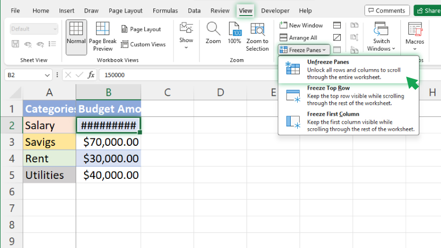 How to Freeze Rows and Columns Simultaneously in Excel