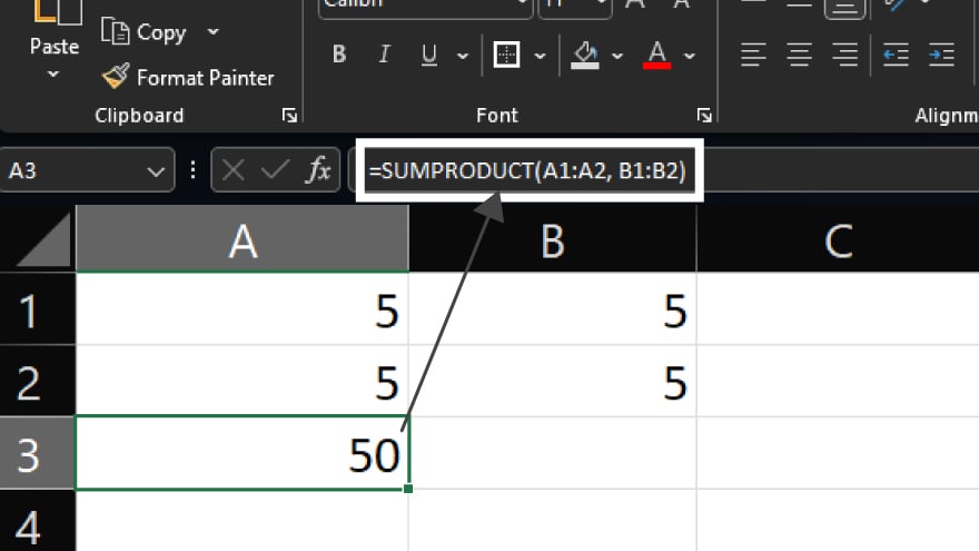 using the sumproduct function