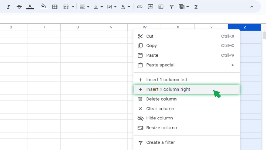 adding columns to the end of your spreadsheet