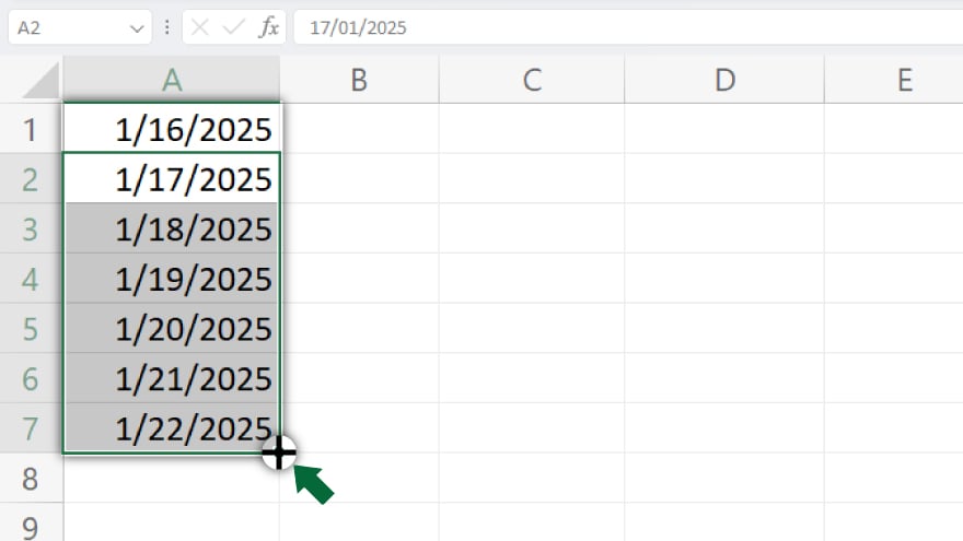 autofilling a simple date series