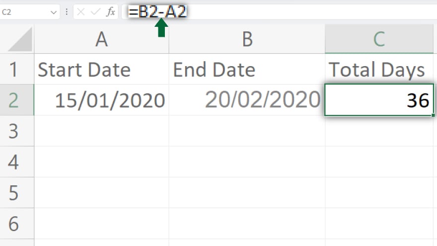 basic date subtraction in excel