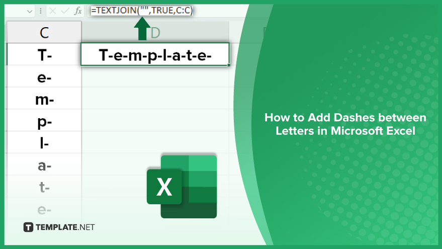 how to add dashes between letters in excel