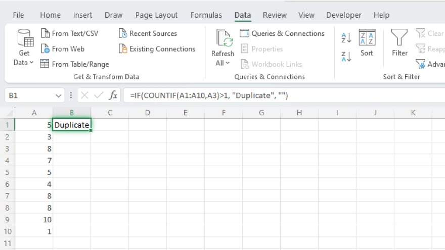 if and countif formula in excel