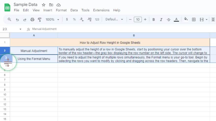 How to Adjust Row Height in Google Sheets