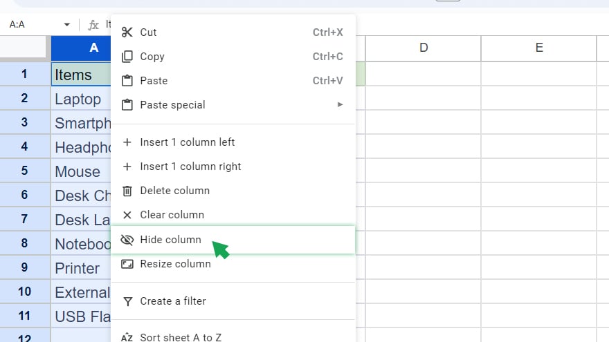 setting a specific column width