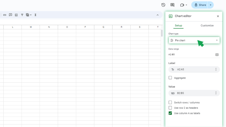 step 2 add a chart in google sheets