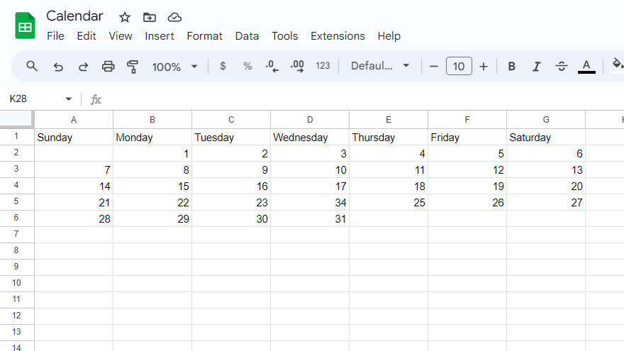 How to Make Calendars in Google Sheets