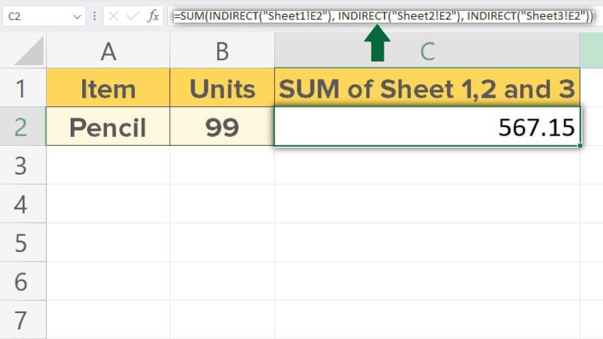 step 3 combine the indirect function with other functions