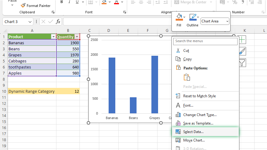 How to Create Dynamic Data Based on Chart Changes in Excel