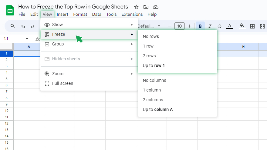 How to Freeze the Top Row in Google Sheets