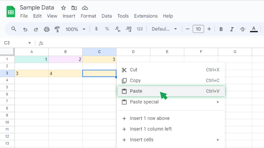 step 3 pasting the formula in google sheets