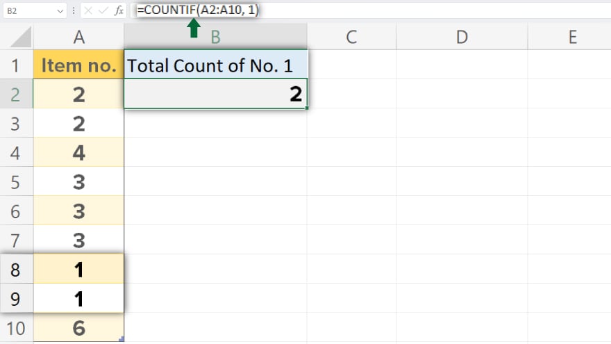 using the countif function