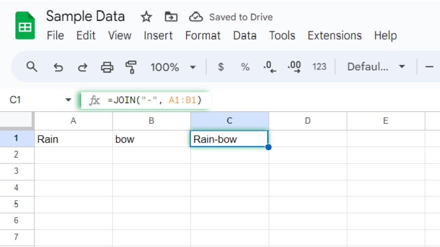 using the join function in google sheets