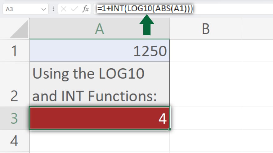 using the log10 and int functions