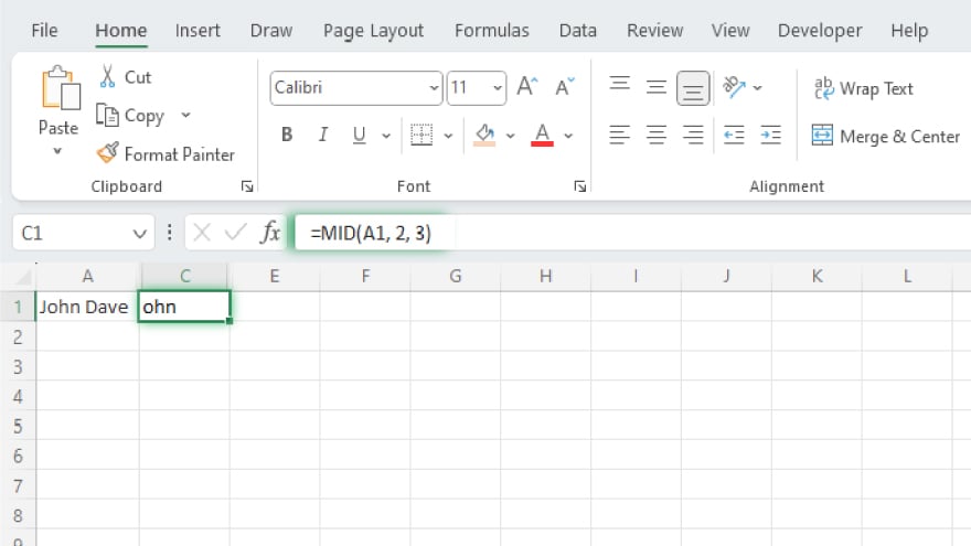 using the right and mid functions in excel