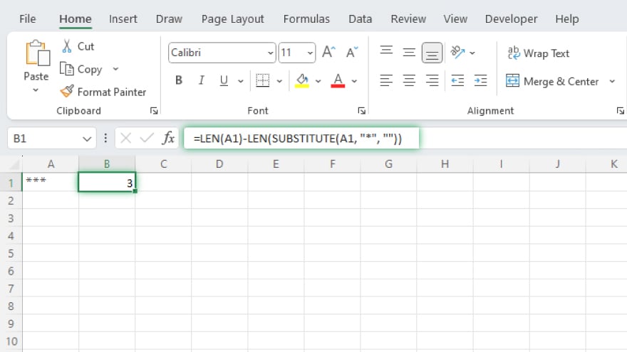 using the substitute and len functions