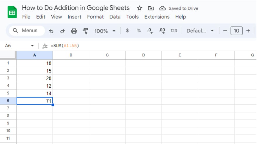 using the sum function in google sheets