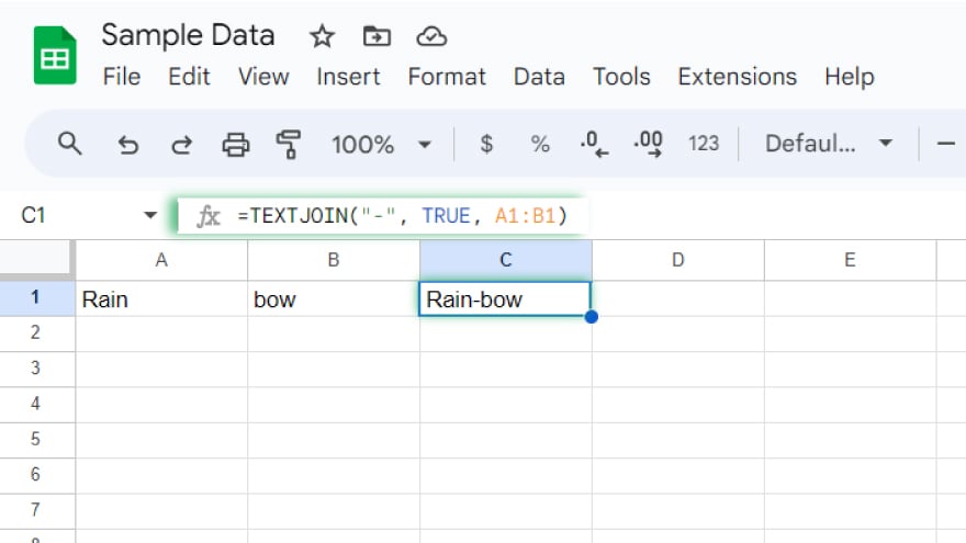 using the textjoin function in google sheets