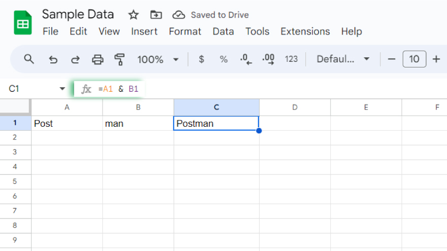 using the ampersand operator in google sheets