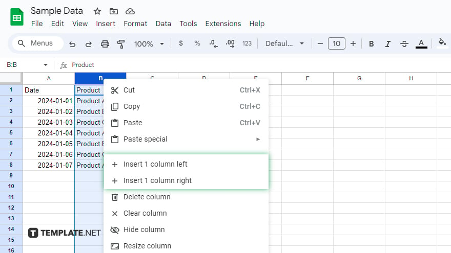 how to insert multiple columns in google sheets step 3 right click and choose insert