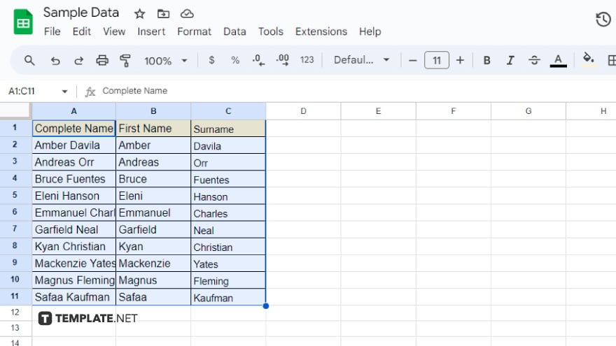 step 1 select your data in google sheets