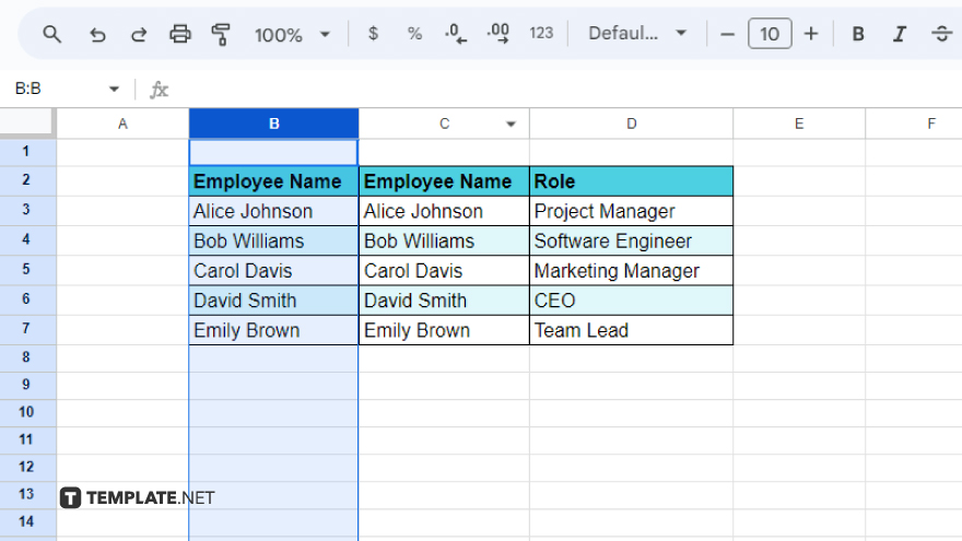 step 1 select the column in google sheets